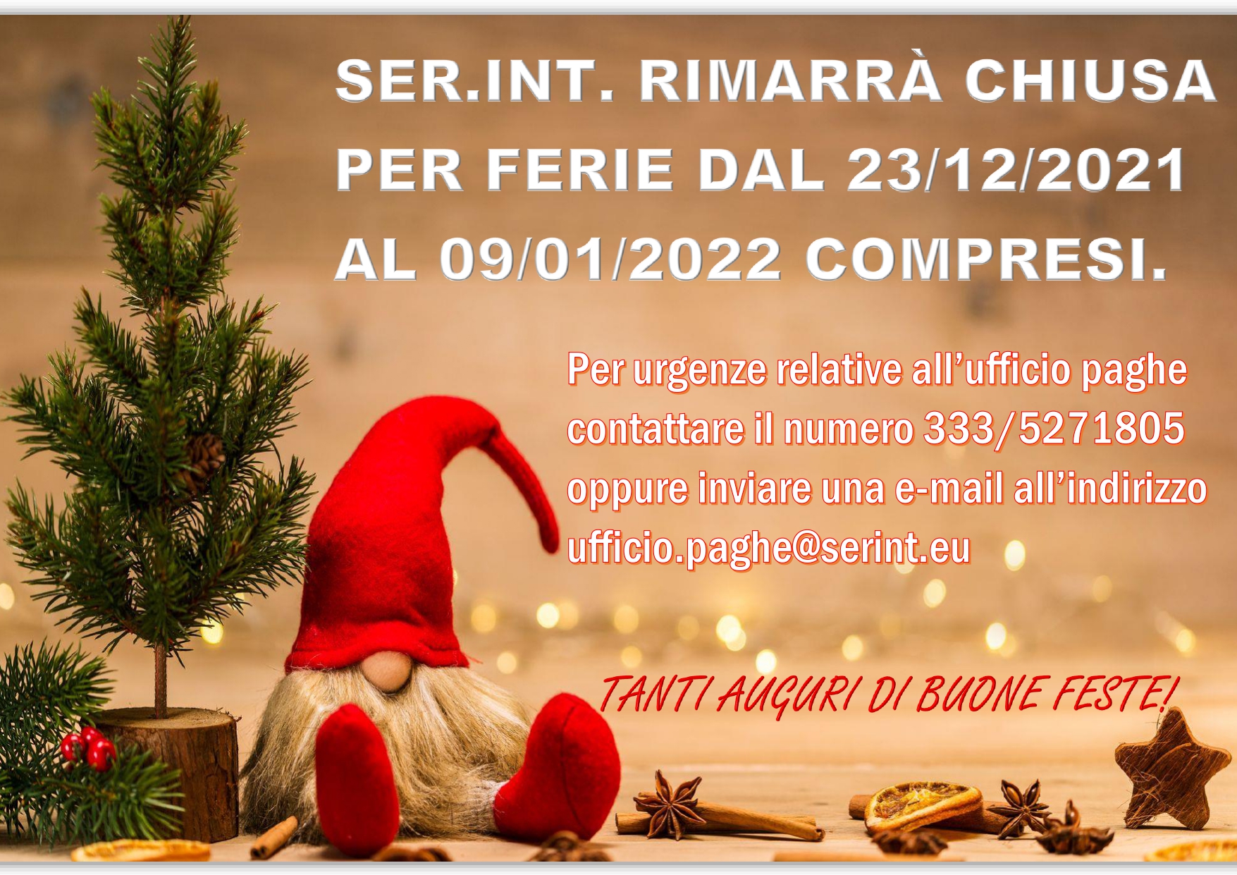 Cartello ferie Dicembre