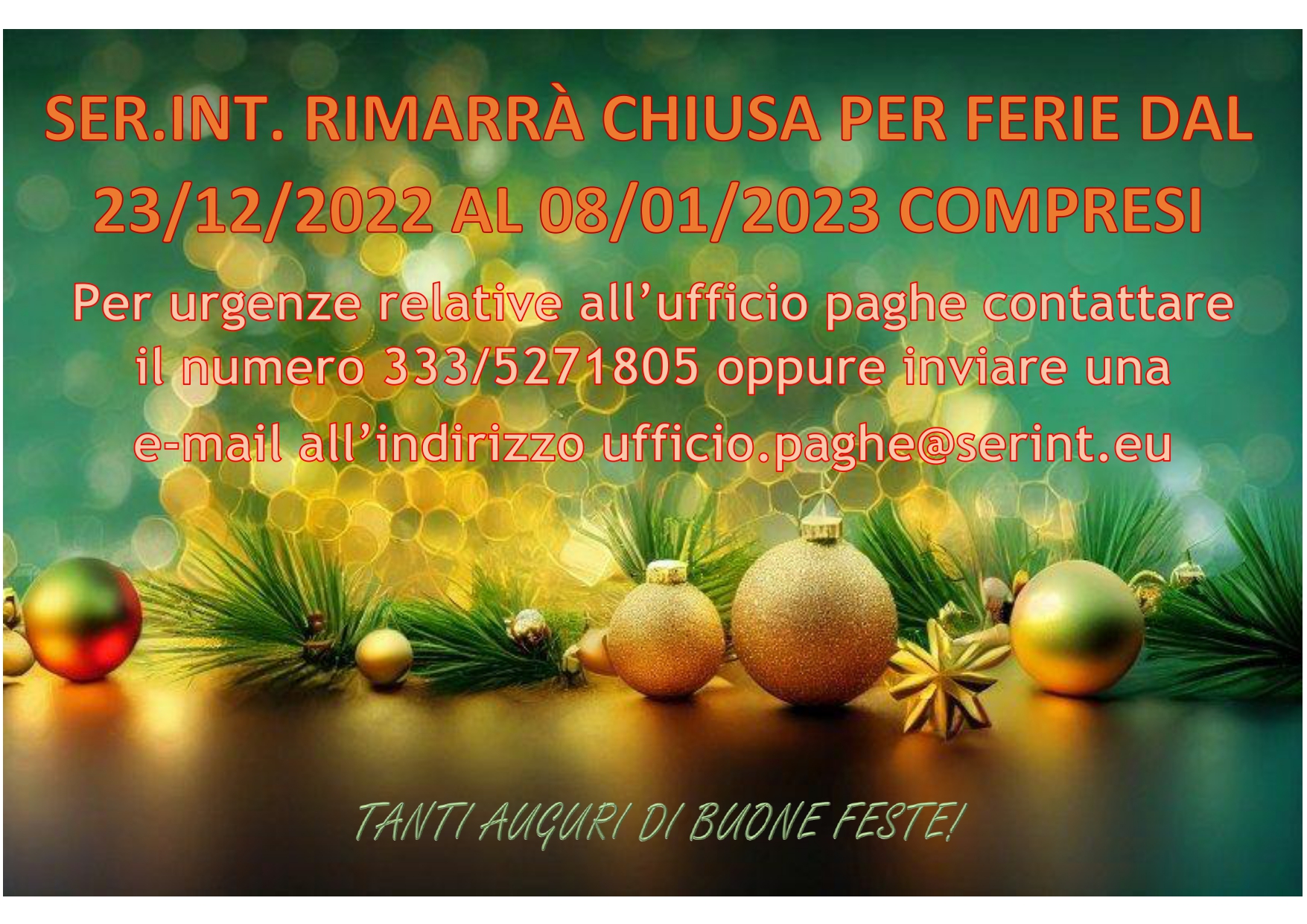 Cartello ferie Dicembre